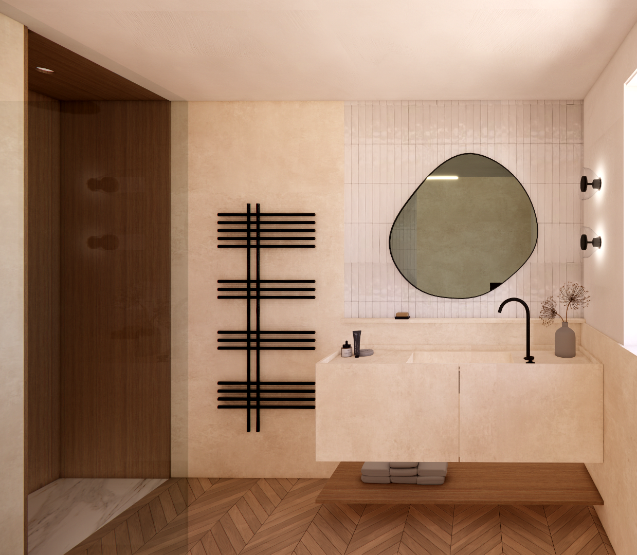 Render grafico bagno fronte specchio